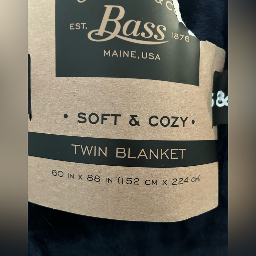 Bass Navy Blue twin size blanket
